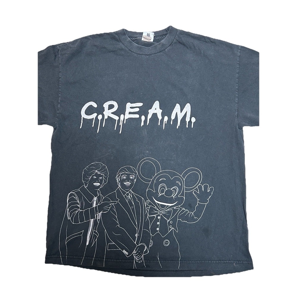 Akomplice x Kenyone C.R.E.A.M. Graphic Tee Mickey Trump Black Faded‎ Sz XL